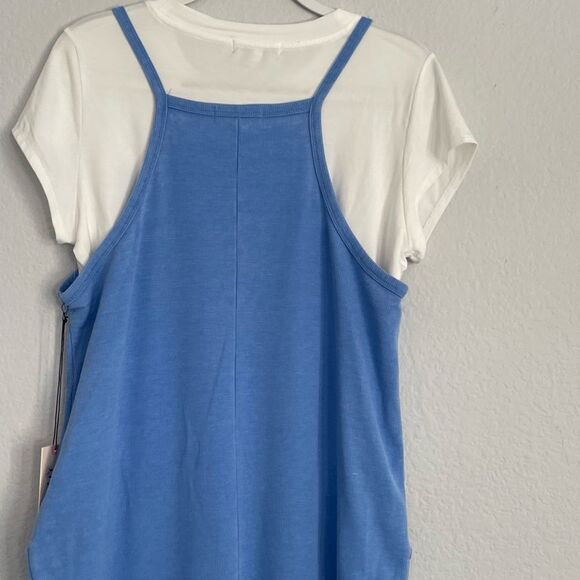 Sincerely Jules 2 piece French Terry Blue Overalls and Tee Sz: Lg Color: Lt Blue - Picture 4 of 11